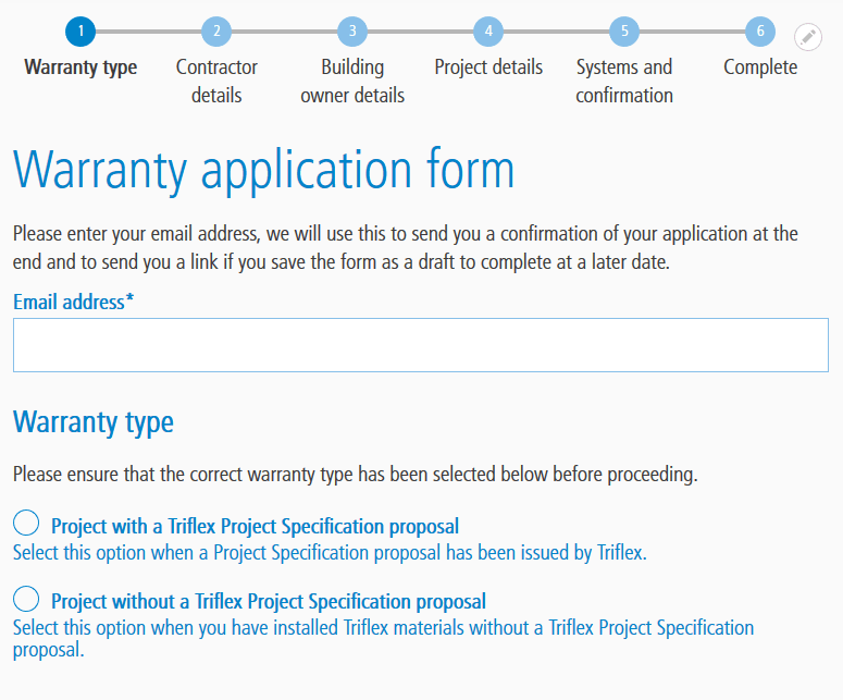 Warranty application