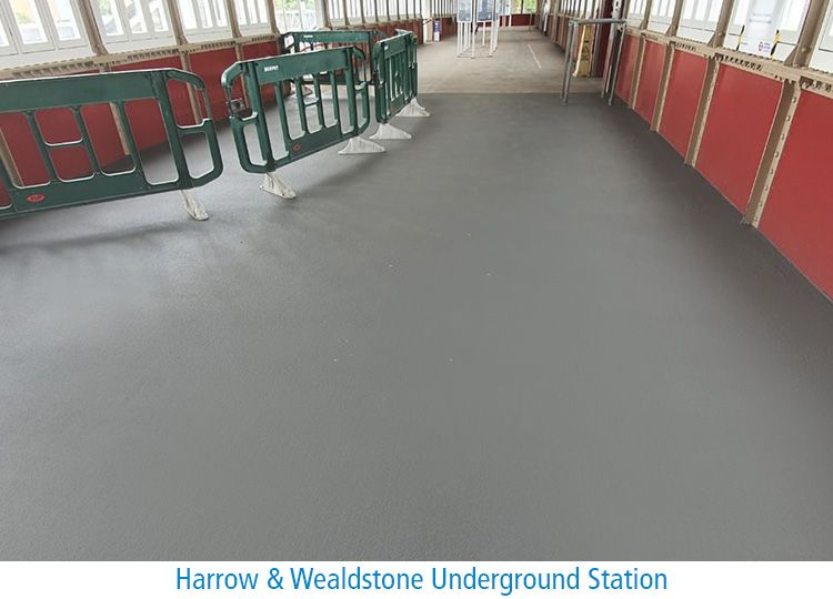 Triflex waterproofing system on a walkway at Harrow and Wealdstone Underground Station in London