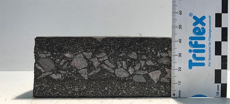 Triflex Solutions for failing asphalt: Multi-storey car park decks and ramps - core sample