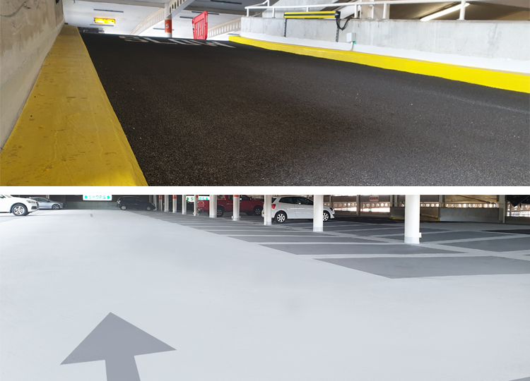 Triflex finished image of Buttercrane Shopping Centre car park in Newry