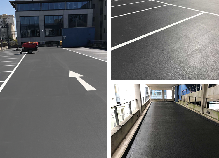 Triflex image of Callaghan Square car park in Cardiff after the project was completed.