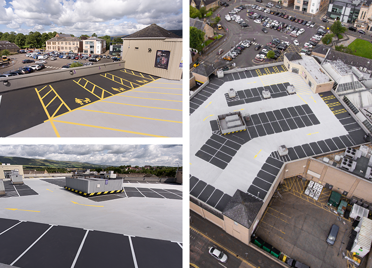 Triflex image of finished works at the Regent Centre car park in Kirkintilloch