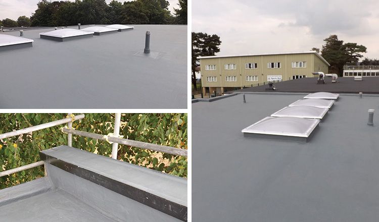 Triflex school liquid roofing systems St Simon Stock School