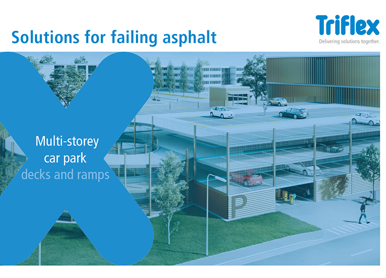 Front cover shot of the Triflex Solutions for failing asphalt: multi-storey car park decks