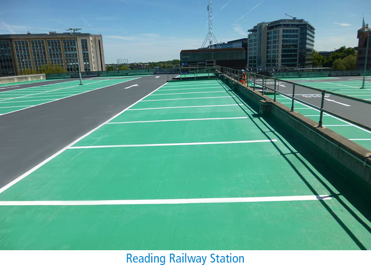 Triflex waterproofing system rail image at Reading Railway Station