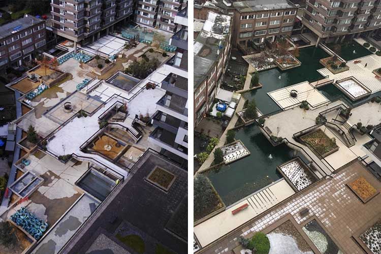 The water gardens before comparison