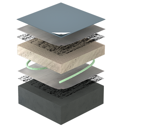 Triflex Flat roof refurbishment and warm roof overlay solutions. build-up image